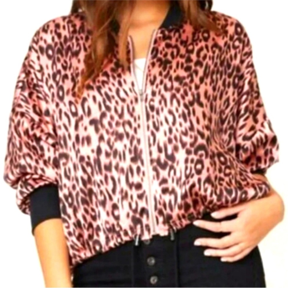 Jack by BB Dakota pink leopard cheetah Bomber Jacket